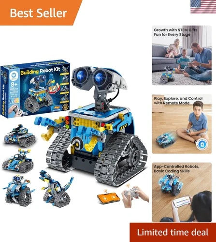 Sillbird 5-in-1 Robot Building Kit - Remote Control STEM Gift for Ages 8-12