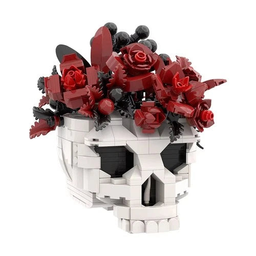 MOC Gothic Skull Red Rose Bouquet Building Blocks Set (510 Pcs)