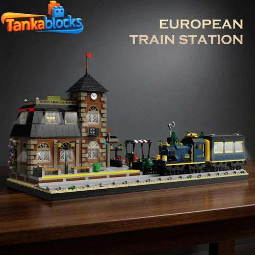 MOC European Train Station Lighting Building Blocks Set 3587 Pcs Toy Gift