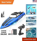 Battery-Powered 32+ KPH RC Boat - 300ft Control Range for Thrilling Adventures