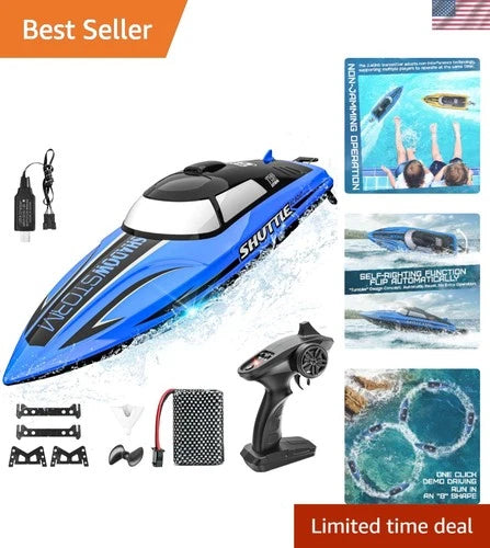 Battery-Powered 32+ KPH RC Boat - 300ft Control Range for Thrilling Adventures