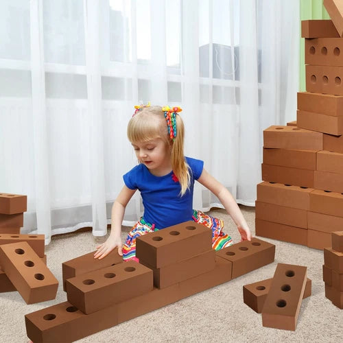 30 Pcs Large Foam Brick Building Blocks for Kid, Circle Holes