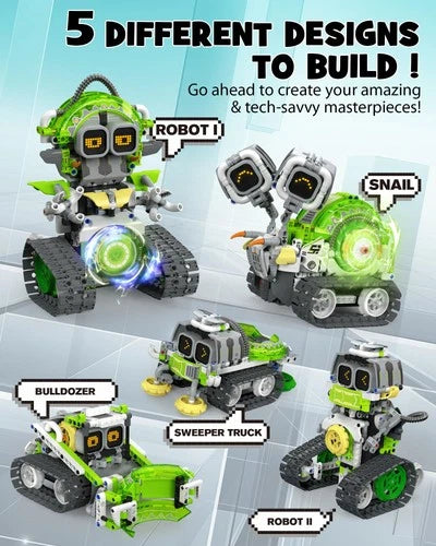 Opmind 5-in-1 STEM RC Robot Building Kit 478Pcs, Boys Age 6-12