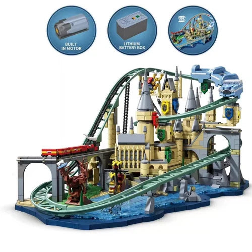 Fantasy Magic Castle Electric Roller Coaster Building Blocks High Challenge DIY