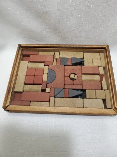 Vintage 1880 Richter's Anchor Stone Building Blocks Set 5 Made Germany Wood Box