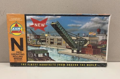 Vintage N AHM 5918 Operating Rolling Bridge Building Model Kit Factory Sealed