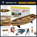 Complete Wooden Model Boat Kit - DIY Dinghy Building Set with Tools, Glue & Pain