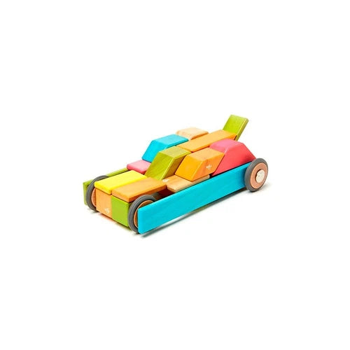 Tegu Classic Magnetic Wooden Building Block Set, 42 Piece Tints Set