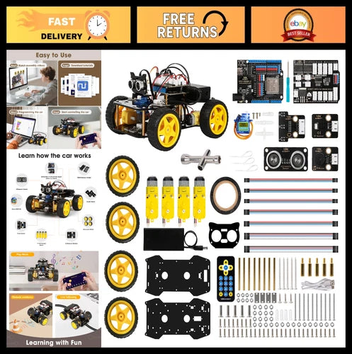 STEM Robotics Kit for Kids 8-16, Smart Coding Robot Car with App Control, Arduin