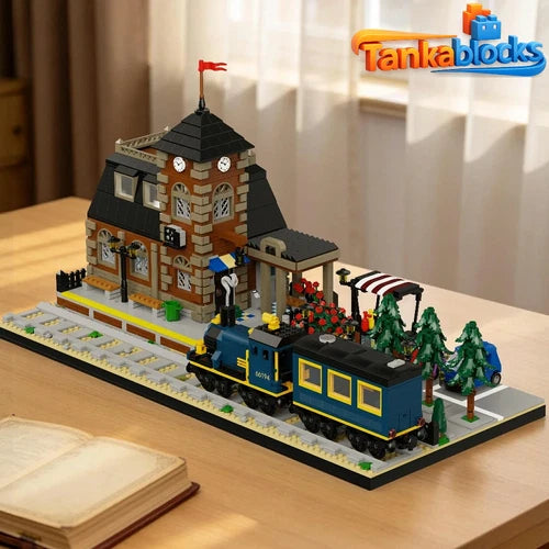 MOC European Train Station Lighting Building Blocks Set 3587 Pcs Toy Gift