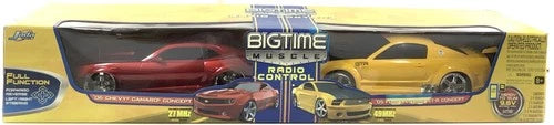RARE JADA BIG TIME MUSCLE 2006 CHEVY CAMARO + 2005 FORD MUSTANG RC 2 CAR SET NEW