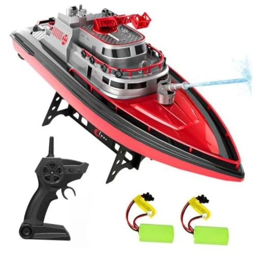 Remote Control Fireboat Firefighter for Kids - One-Key Water Spray - RC Boat