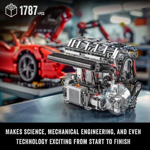 Mould King 10087 Technic Motorized Car Engine V8 Motor Building Blocks Brick Set