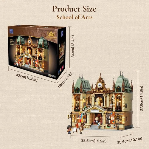 PANTASY 85036 Art School Building Set with Lights, 3463 PCS, 3 Level Interior