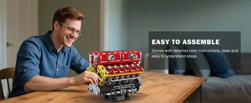 New Reobrix V12 Engine Building Block Kit 4719PCS Motorized Mechanical Model 14+
