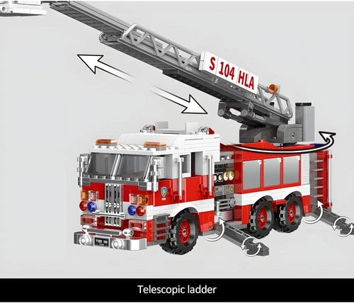 City Ladder Fire Truck Building Blocks Set Toy Station Firetruck Bricks