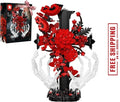 Gothic Skull Flowers Building Set, Horror Decor with Cross, 901PCS Gift for Teen