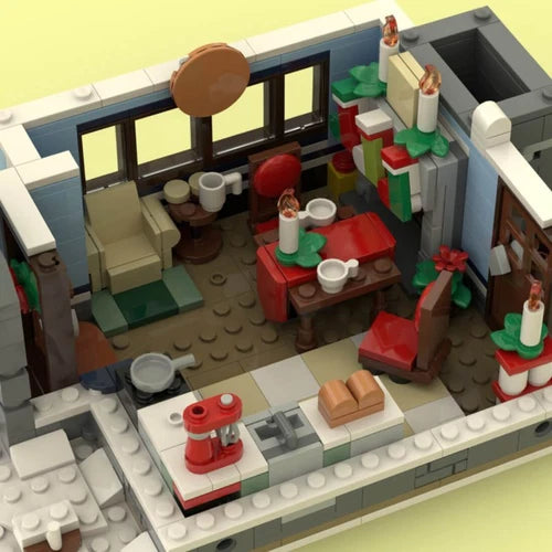 ZITIANYOUBUILD Winter Cabin Street View 1400 Pieces Building Toys Set MOC Build