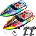 BEZGAR HJ821 2 Packs 10 Inch 15 KPH Fast RC Boats for Kids 10 inches, Red&blue