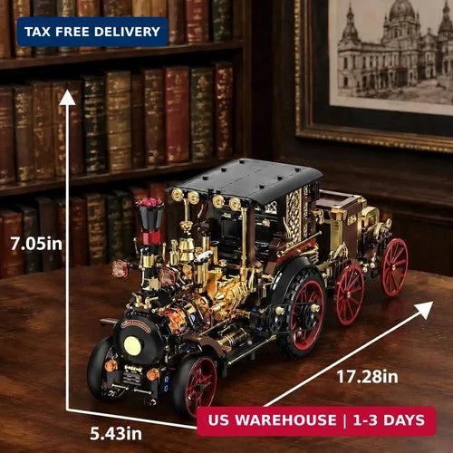 chanbrick Retro Mechanical Steam Car Building Set for Adults