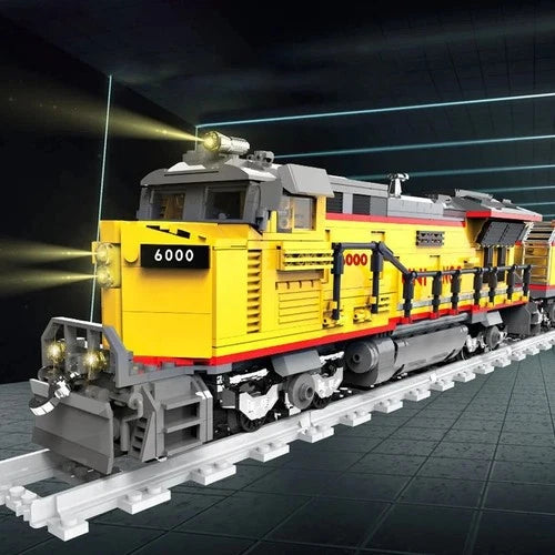 1162PCS locomotive Vintage yellow Train Building Blocks Model Train Set