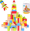 Building Blocks for Toddlers 1-3, 100 Pcs Wooden Blocks