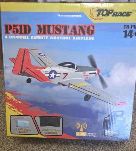 Top Race P51D Mustang 4 Channel Electric Warbird RC Airplane Gray Red