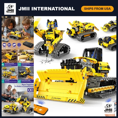 5-in-1 Bulldozer Robot Toy Building Set \| STEM Educational Gift for Boys 8-12
