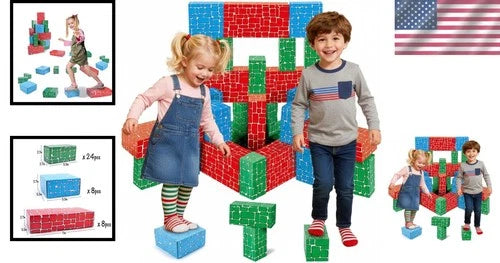 pc Jumbo Corrugated Cardboard Building Blocks 3 Sizes Stackable Kids Toy