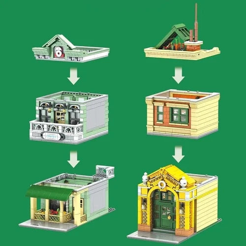 Modular French Restaurant Street View Architecture Building Blocks Toy 3096pcs