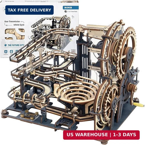 ROKR 3D Wooden Puzzles for Adults Marble Run Model Building Kit(LGA01 Marble Nig