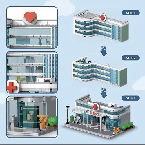 City Hospital Modular Three-Story Architecture Toy Building