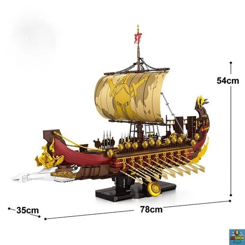 Large Spartan Warship Ancient Greek Galley Building Blocks 3043 PCS Bricks Set