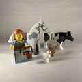 LEGO Kingdoms Peasant Maiden Minifigure cas490 Spotted Horse Holstein Cow Lot