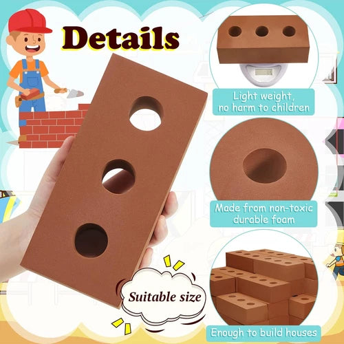 30 Pcs Large Foam Brick Building Blocks for Kid, Circle Holes