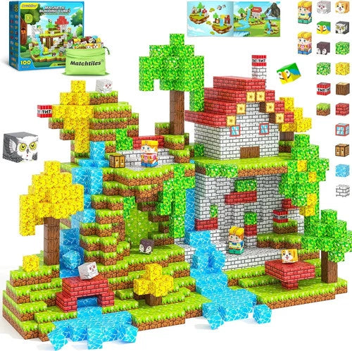 Magnetic Blocks Toys, Build Mine Magnet World Set, Magnetic Tiles Building Boys