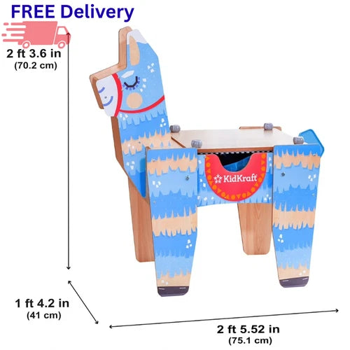 KidKraft Llama Pinata Wooden Building Bricks Table with 50 Blocks Play Activity