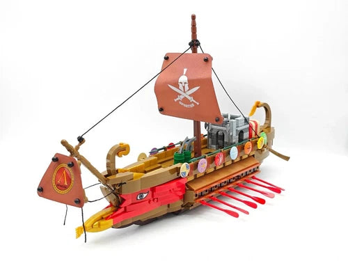 MOC Spartan Warship Flagship Ancient Navy Model Building Blocks Set Bricks Toys