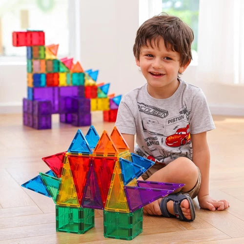 110PCS Premium Magnetic Tiles Set Stem-Authenticated Magnetic Building Blocks