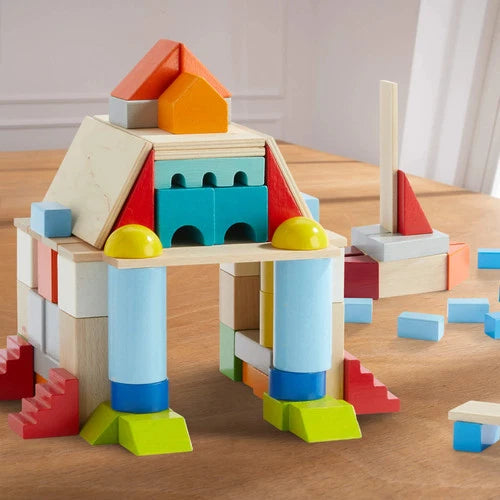 HABA Colored Wooden Building Blocks - 85 Piece Set