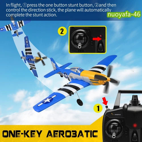 VOLANTEX P51 Mustang 4CH Fighter RC Airplane 2.4G Remote 6-Axis Stunt 400mm RTF