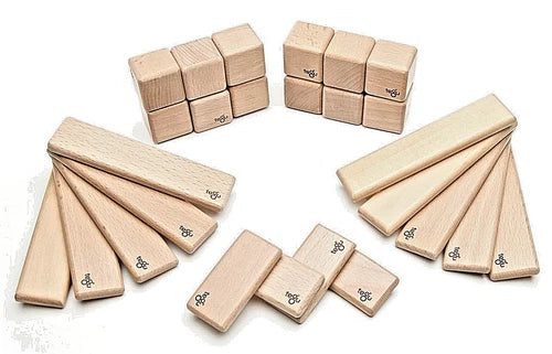 NIB Authentic TEGU 26-Pc Discovery Set Magnetic Wooden Blocks ~ Natural Hardwood