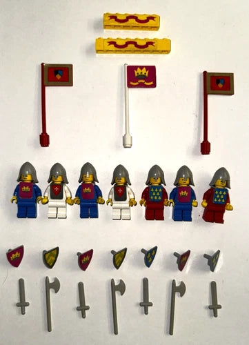 Lego Vintage Castle Minifigures Knights 6075 375 Yellow Castle weapons flags