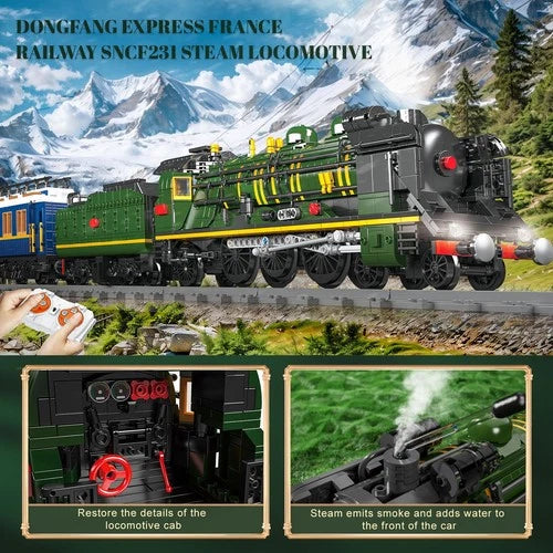 Mould King 12025 Orient Express Steam Locomotive Train Building Block LED Toy