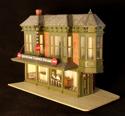 Berkshire Valley Models HO/HOn3, 1/87 Corner Drug Store kit - #2038
