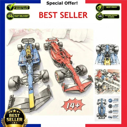 Technical 1:8 Scale Race Car Building Kit MOC Model Set STEM Gift