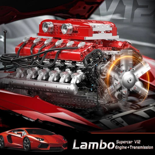Mould King 10169 V12 Engine Drive Motor Model Building Block Adult Gift Toy Kit