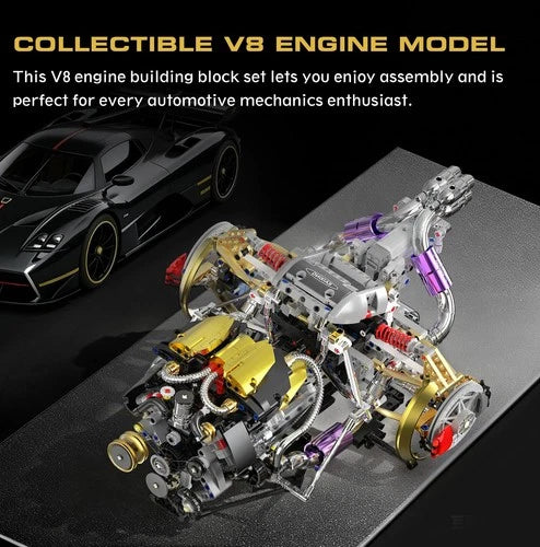 V8 Engine Model Kit that Works, Build Your Own Visible Car Motor 8Cylinder
