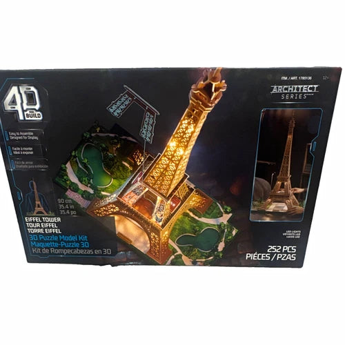4D Build Eiffel Tower 3D Puzzle Model Kit, 252 Pieces, Cardboard Architecture