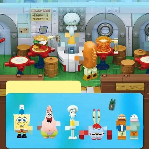SpongeBob Krusty Krab Restaurant Building Blocks Set in Box Kids toys Gifts